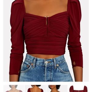 Self Portrait Gathered Jersey Crop Top